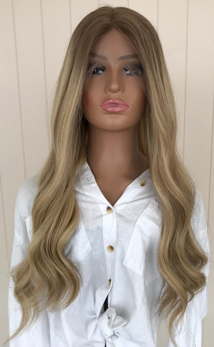 Human hair 22” lace front lace top wig