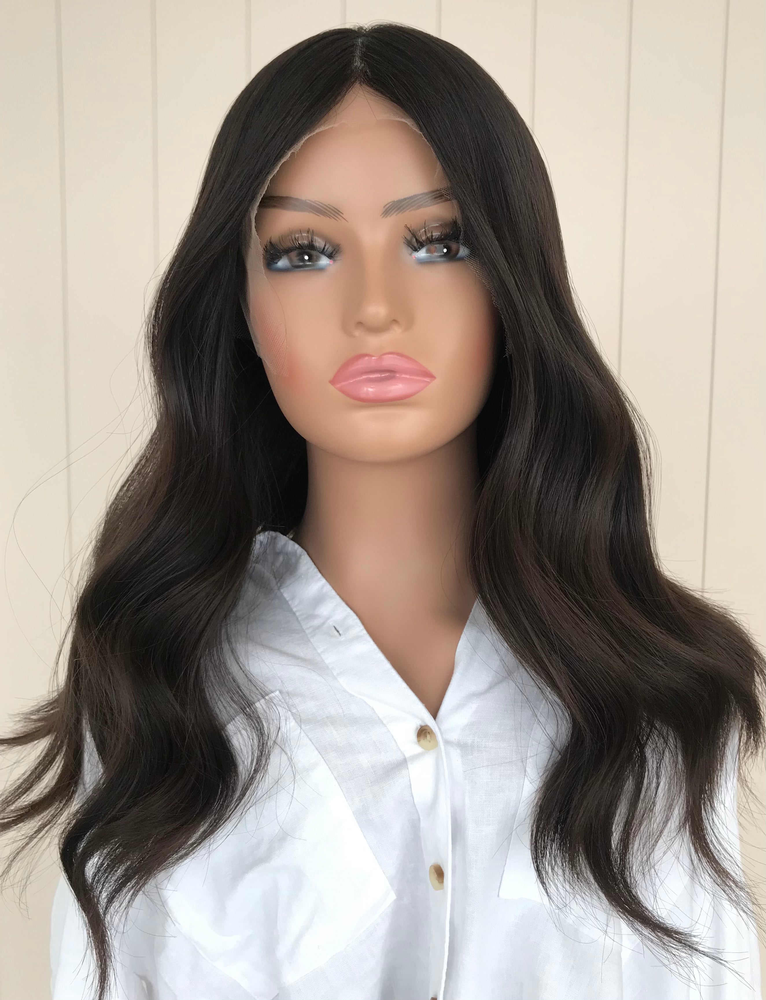 Iris - Lace Front Medical Human Hair Wig 18  Inch Medium Cap